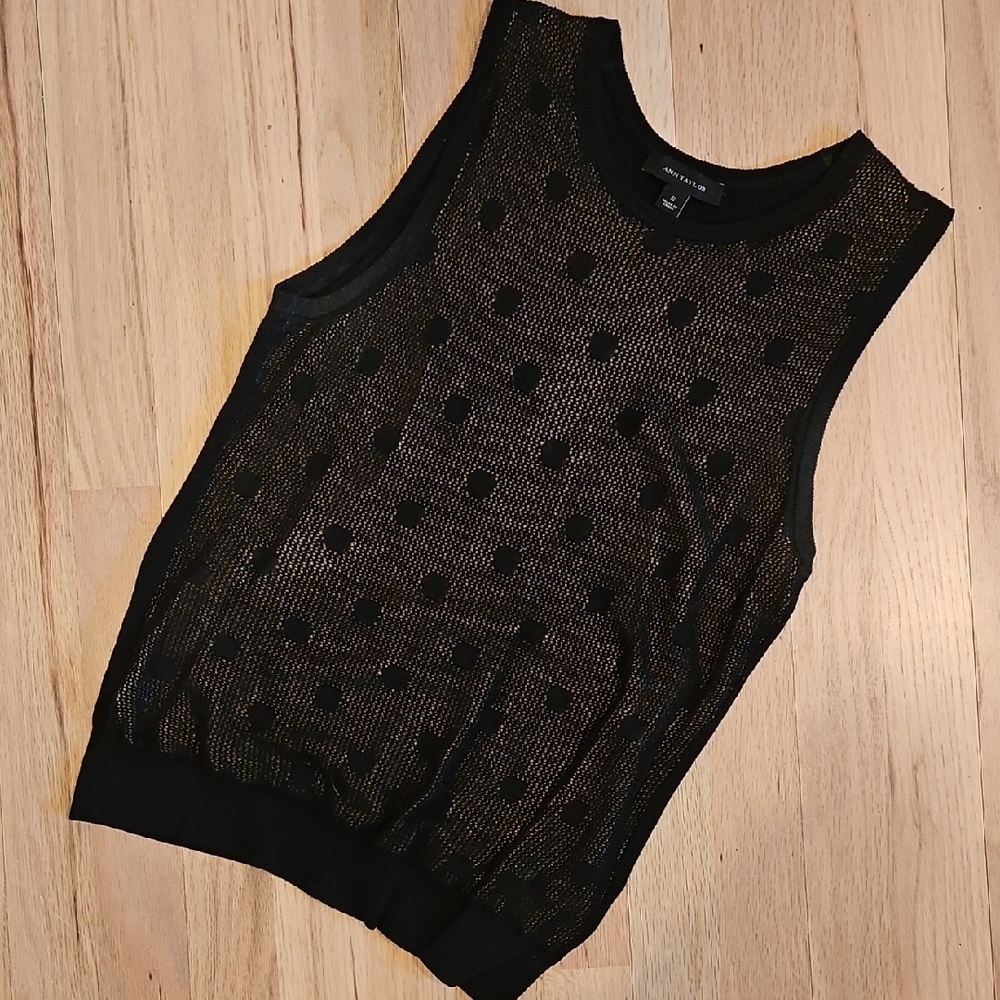 Ann Taylor Black Polka Dot Layered Sweater Vest